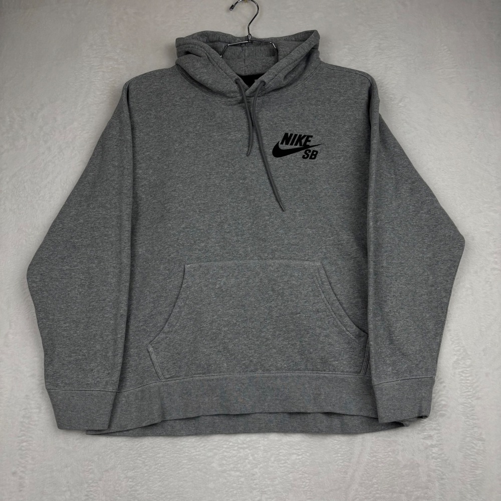 Nike SB Mens Large Grey Logo Fleece Pullover Hoodie Sweatshirt CA5-19